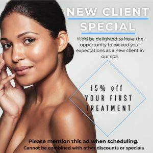 New Client Special, 15% off First Treatment