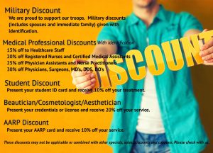Military, Professional, and Student Discounts